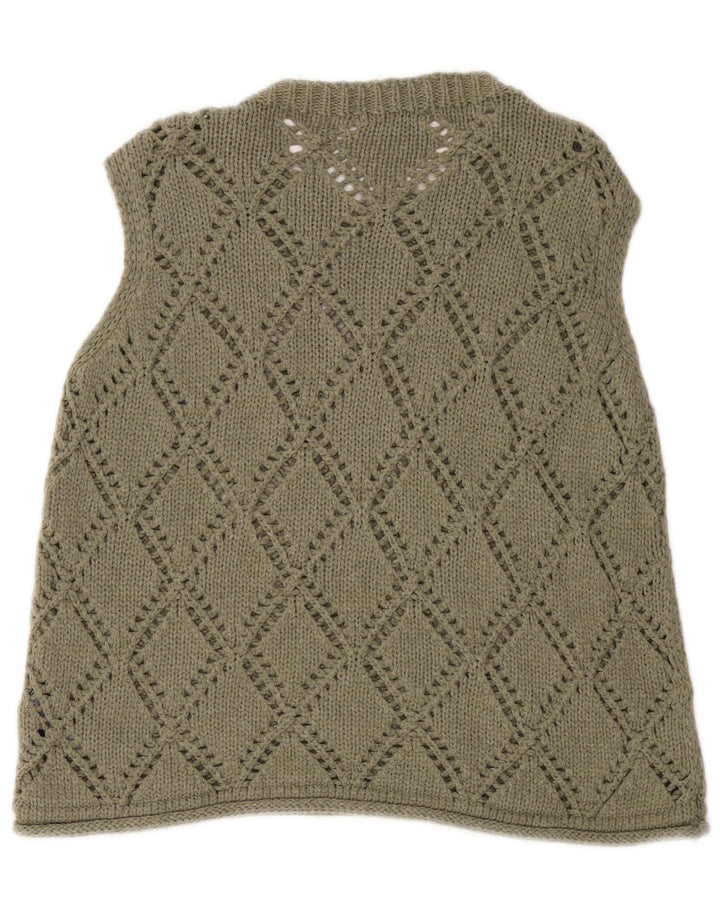 MARKS & SPENCER Crop Vest pentru bărbați Tank Top Mediu Kaki Argyle/Diamond Bumbac