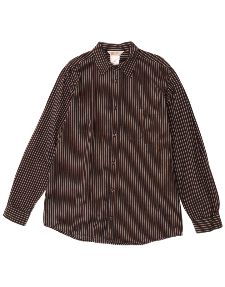 Cămașă pentru bărbați Carhartt, mare maro, bumbac cu dungi