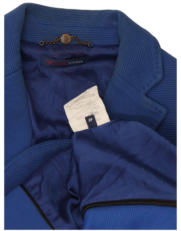 Jachetă pentru femei Trussardi cu 3 nasturi IT 40 Bumbac albastru mic