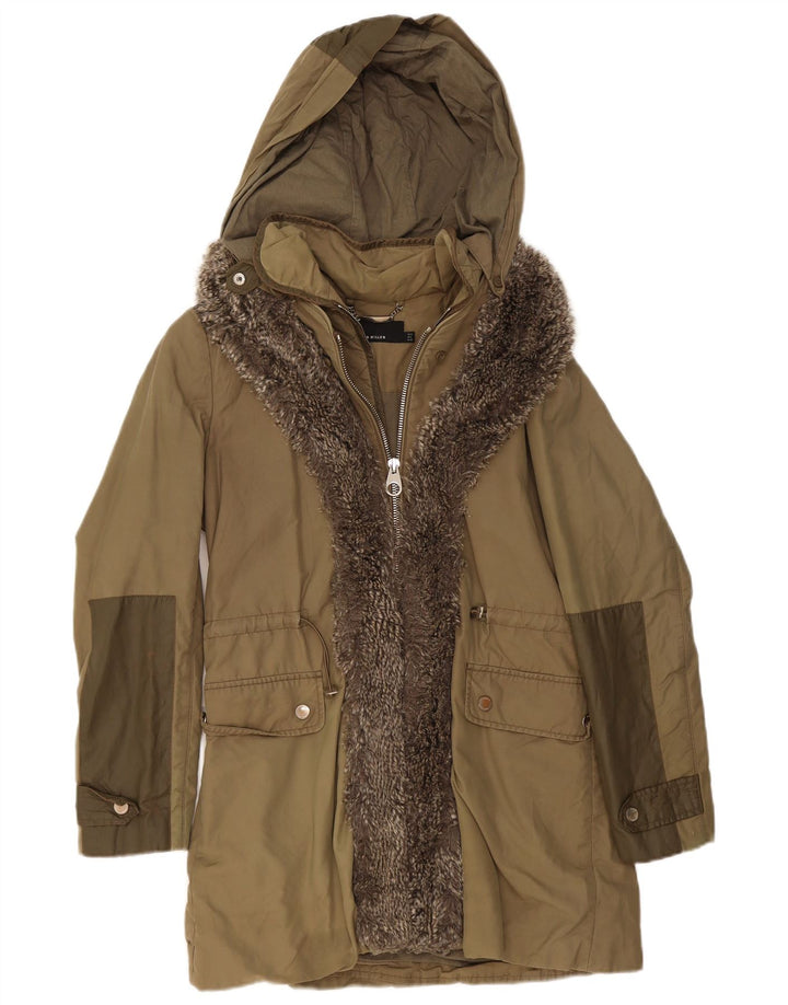Jachetă parka cu glugă pentru femei Karen Millen UK 12 Poliester kaki mediu