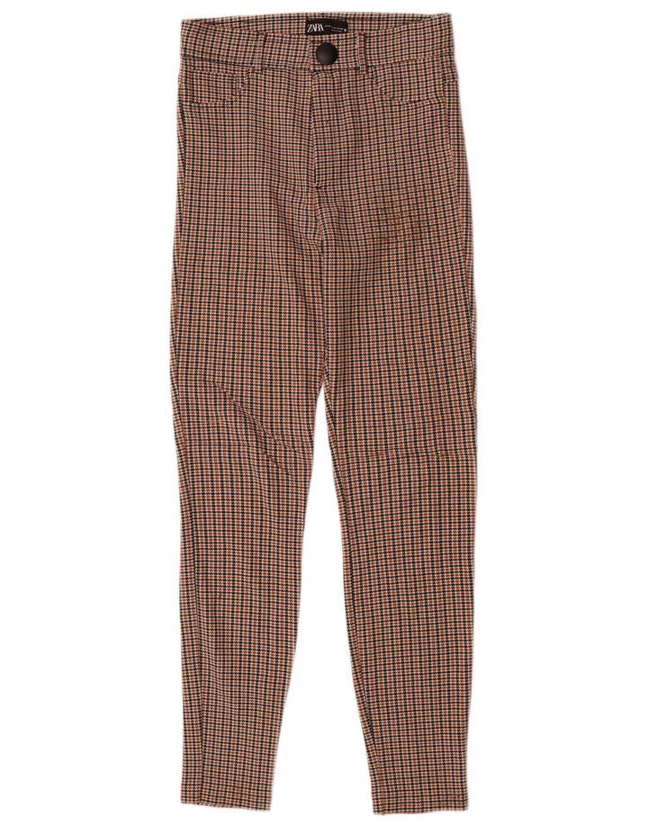 Pantaloni casual slim pentru femei Zara Mediu L28 L28 Maro Houndstooth