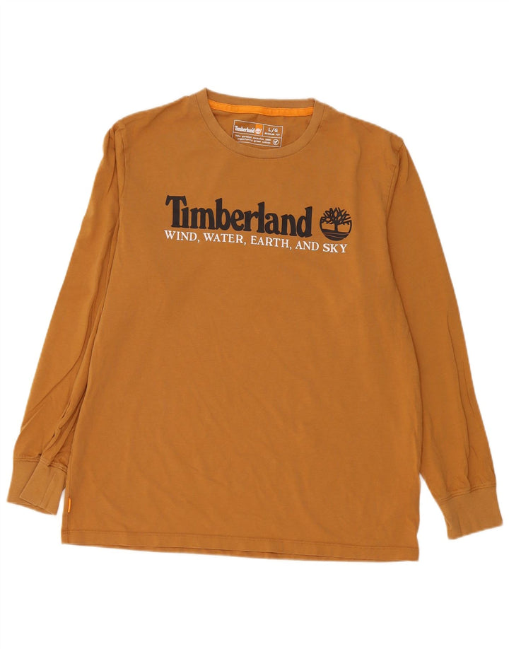 Top grafic Timberland cu mânecă lungă, mare, maro, bumbac