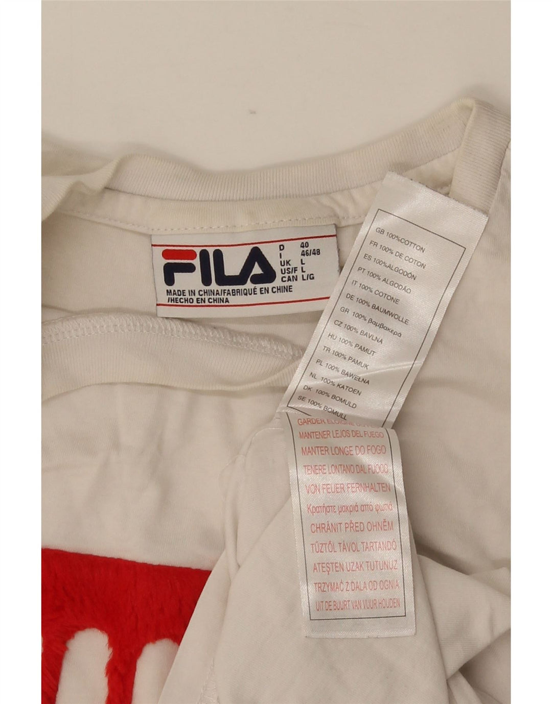 Tricou grafic Fila pentru bărbați Top mare din bumbac alb