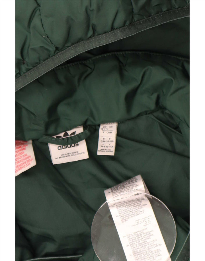 Jachetă căptușită cu glugă Adidas băieți 10-11 ani poliester verde