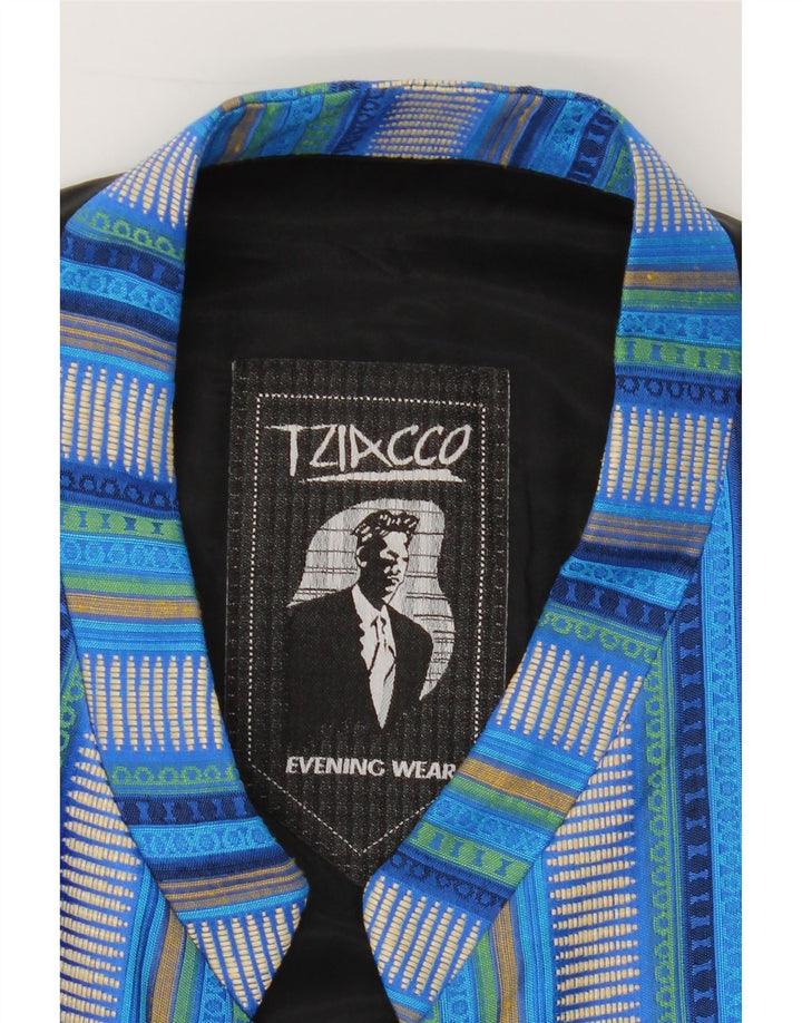 TZIACCO Mens Waistcoat Medium Blue Striped Vintage Tziacco and Second-Hand Tziacco from Messina Hembry 