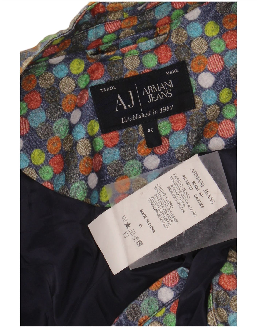 ARMANI JEANS Jachetă Blazer Femei IT 40 Mici Multicolore Buline