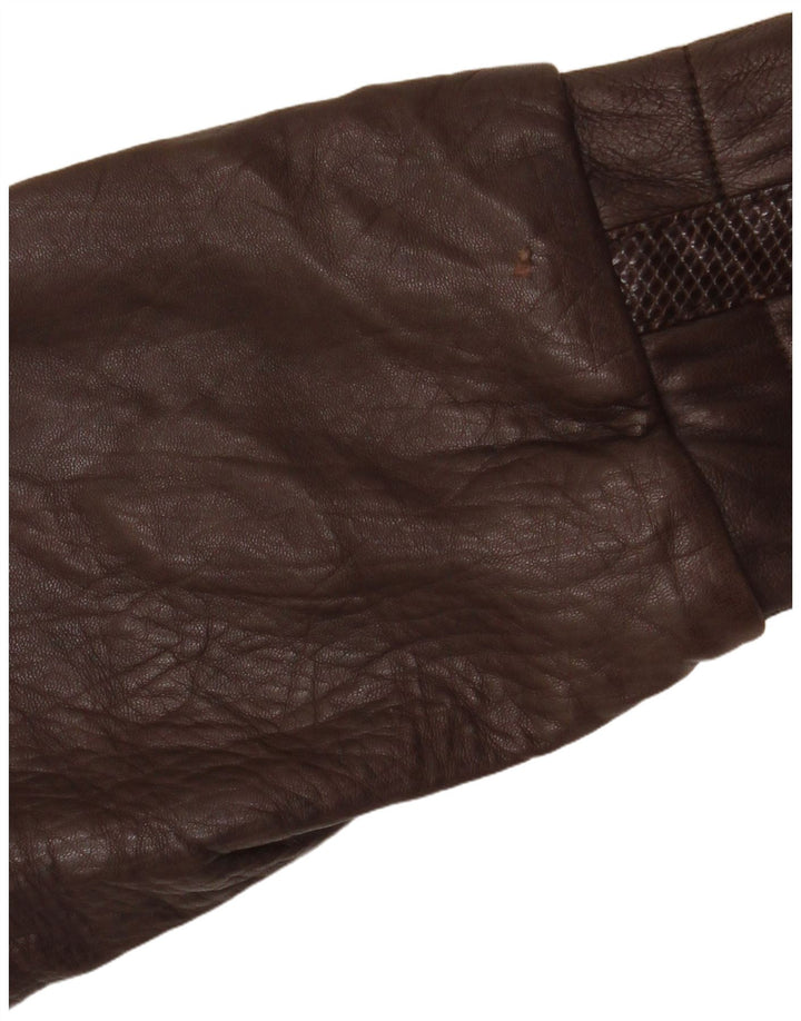 Jachetă de piele pentru femei VINTAGE UK 14 Maro mediu Argyle/Piele diamant