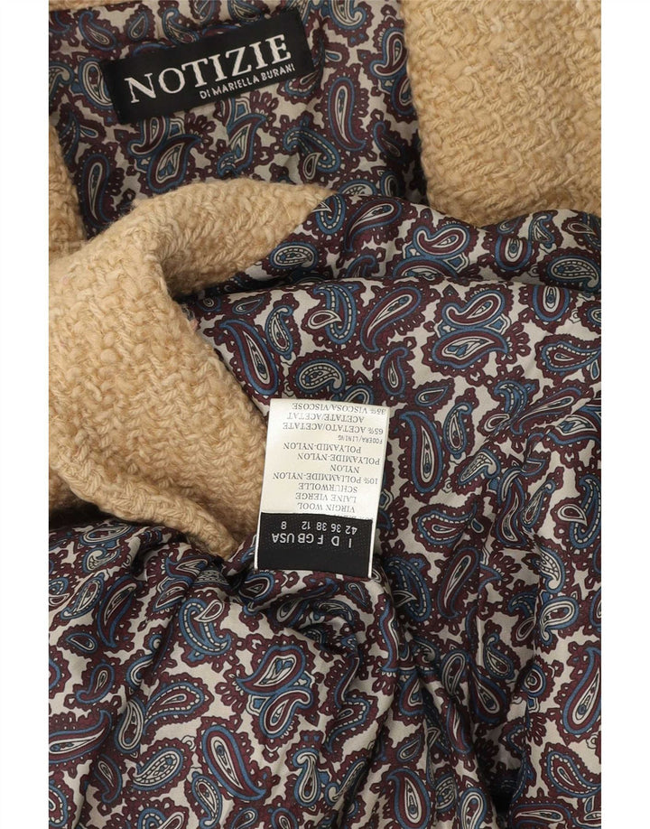 Sacou blazer pentru femei Notizie cu 3 nasturi UK 12 Medium Bej Lână virgină