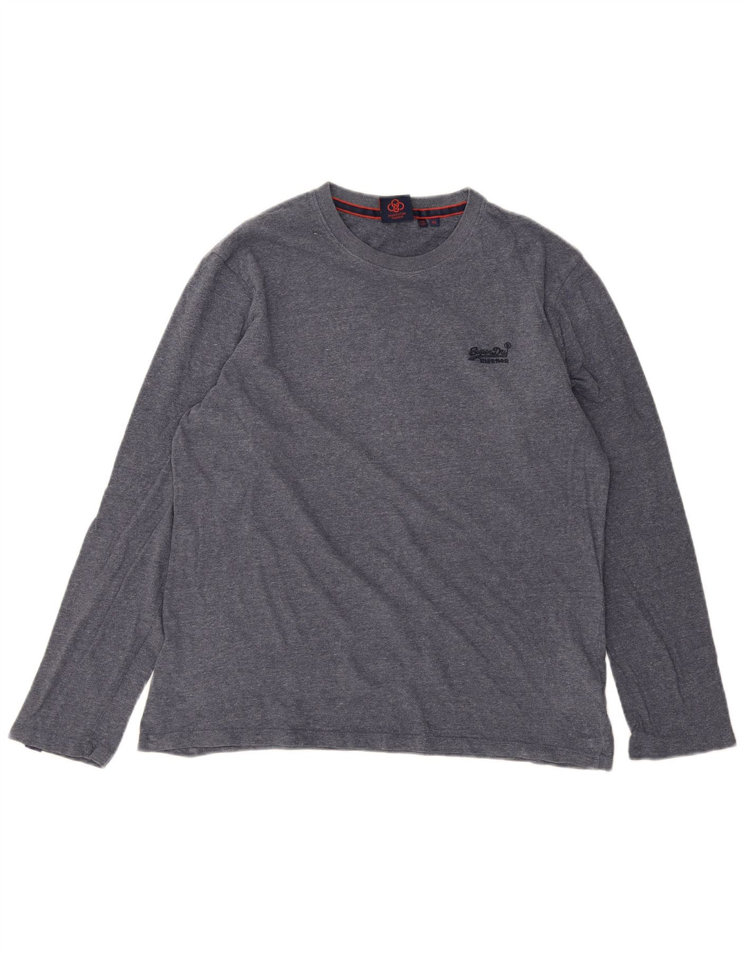 SUPERDRY Top pentru bărbați cu mânecă lungă XL albastru bumbac cu pete