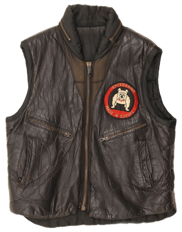 Americanino Gilet grafic din piele pentru bărbați UK 42 XL Negru Colorblock