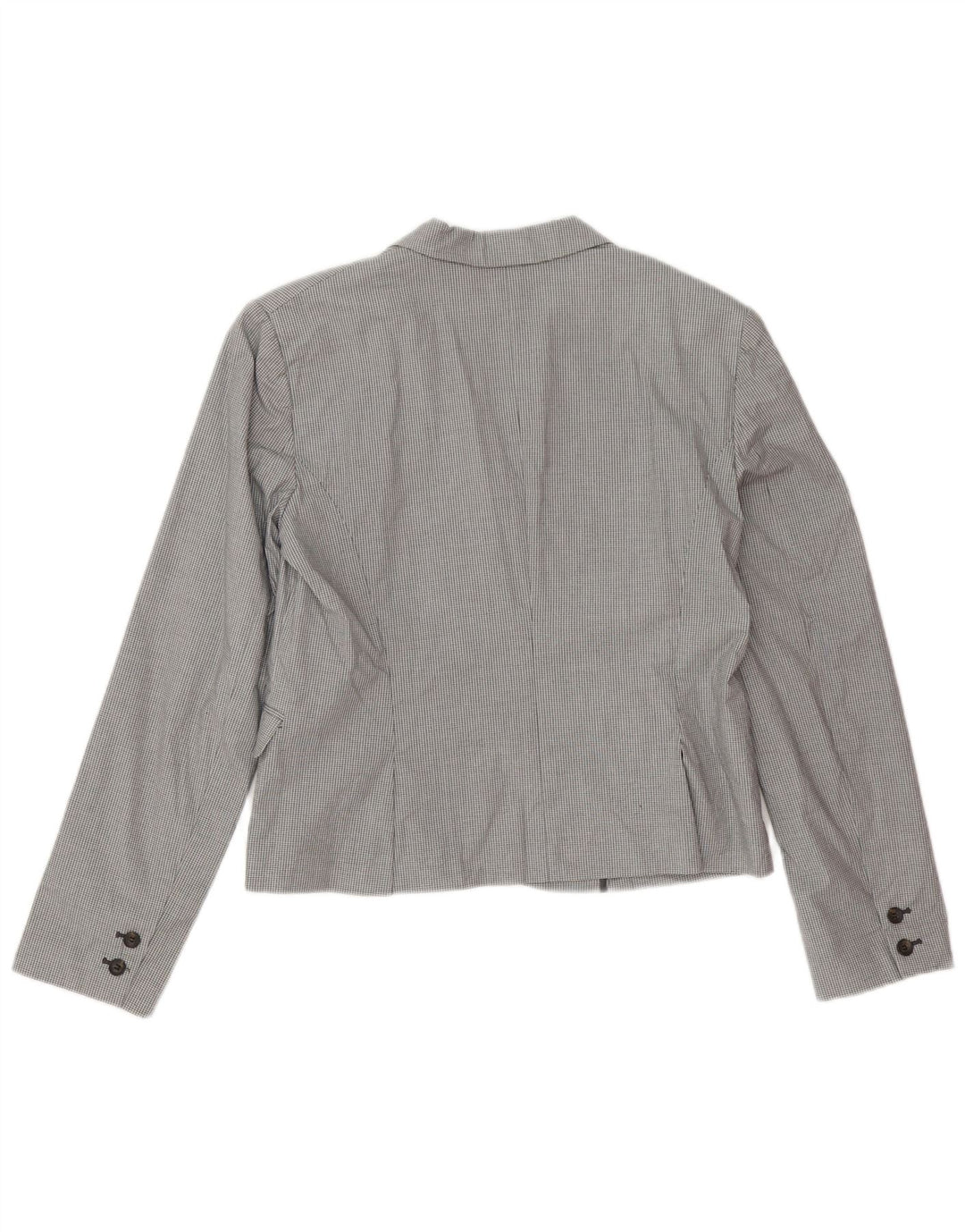 Jachetă pentru femei Stefanel cu 3 nasturi IT 48 XL bumbac cu carouri gri