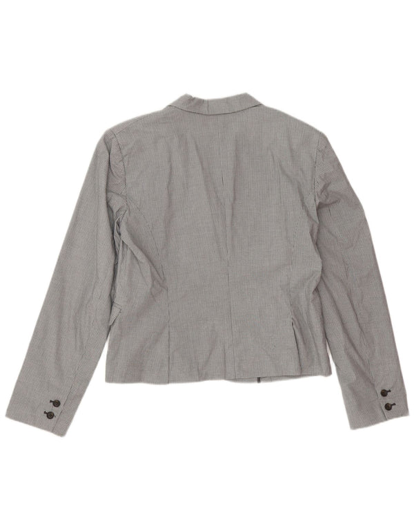 Jachetă pentru femei Stefanel cu 3 nasturi IT 48 XL bumbac cu carouri gri