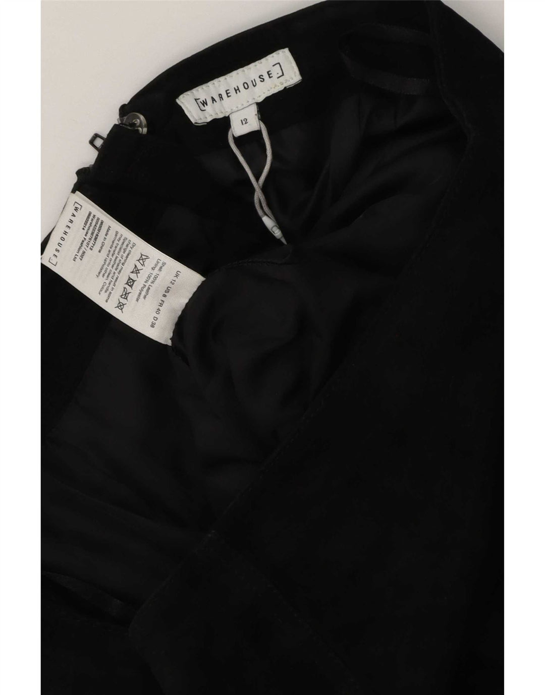 Fusta mini din piele intoarsa pentru femei Warehouse UK 12 Medium W30 Piele neagra
