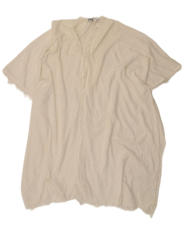 Top cardigan supradimensionat cu mânecă scurtă pentru femei Zara UK 14 Medium White
