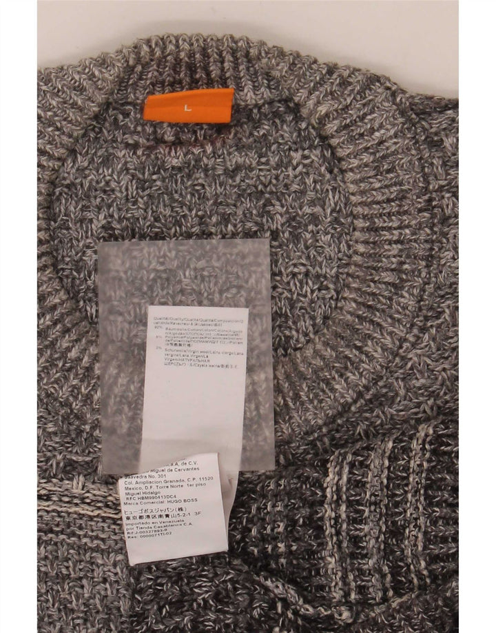Pulover Hugo Boss pentru bărbați, cu gât crew, bumbac mare, gri