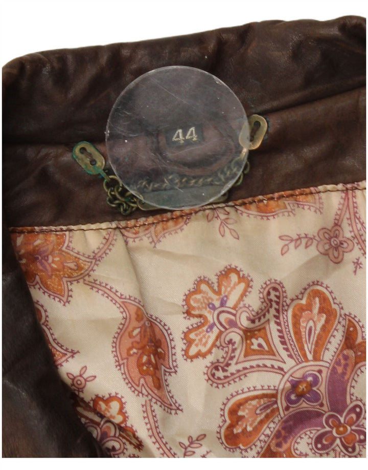 Jachetă de piele vintage pentru femei supradimensionată EU 44 XL din piele maro