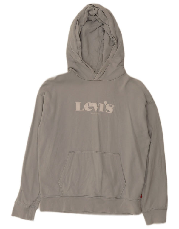 Pulover cu glugă supradimensionat cu grafic Levi's pentru femei UK 10 mic bumbac gri