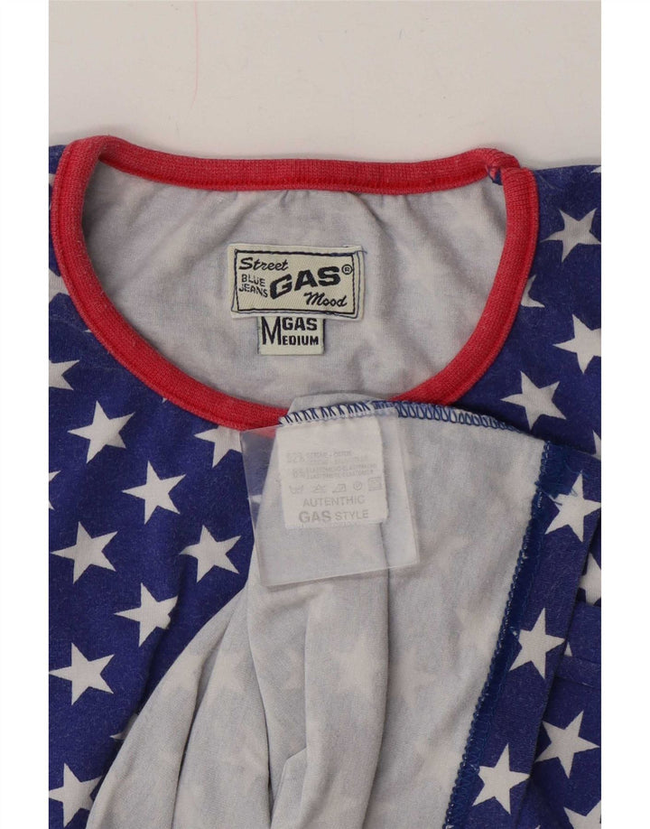 Tricou cu model abstract pentru femei Gas UK 14 Bumbac albastru mediu