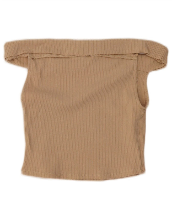 Top cu umeri decupați pentru femei Zara UK 8 mic, bej, bumbac