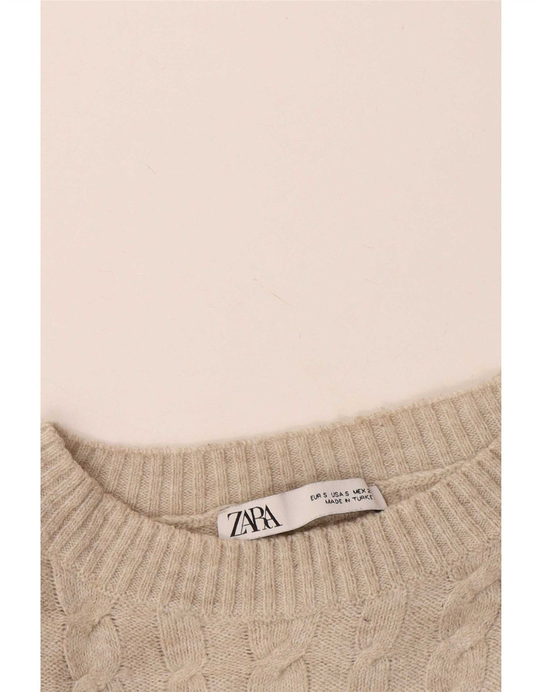 Pulover pentru femei supradimensionat cu gâtul turnat Zara UK 10 Mic Bej