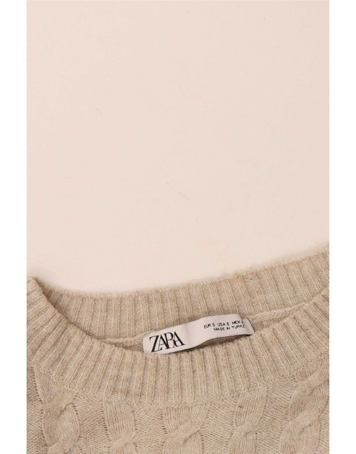 Pulover pentru femei supradimensionat cu gâtul turnat Zara UK 10 Mic Bej
