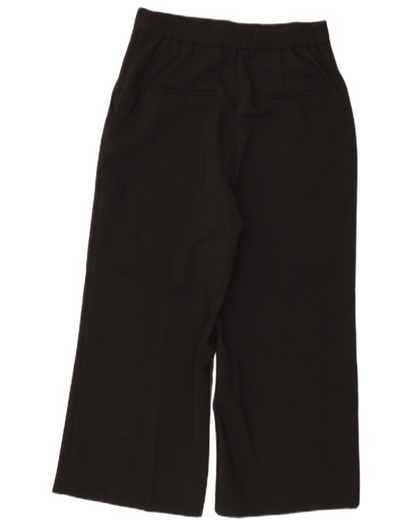 Pantaloni tăiați pentru femei cu talie înaltă Zara, cu picioare largi, L30 L24, Negri