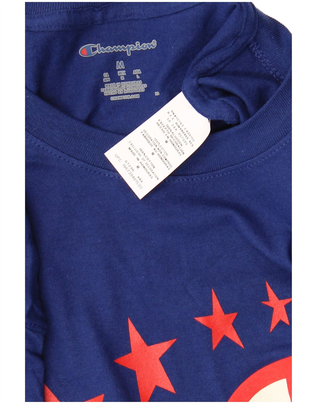 Tricou grafic pentru bărbați CHAMPION Top mediu din bumbac bleumarin