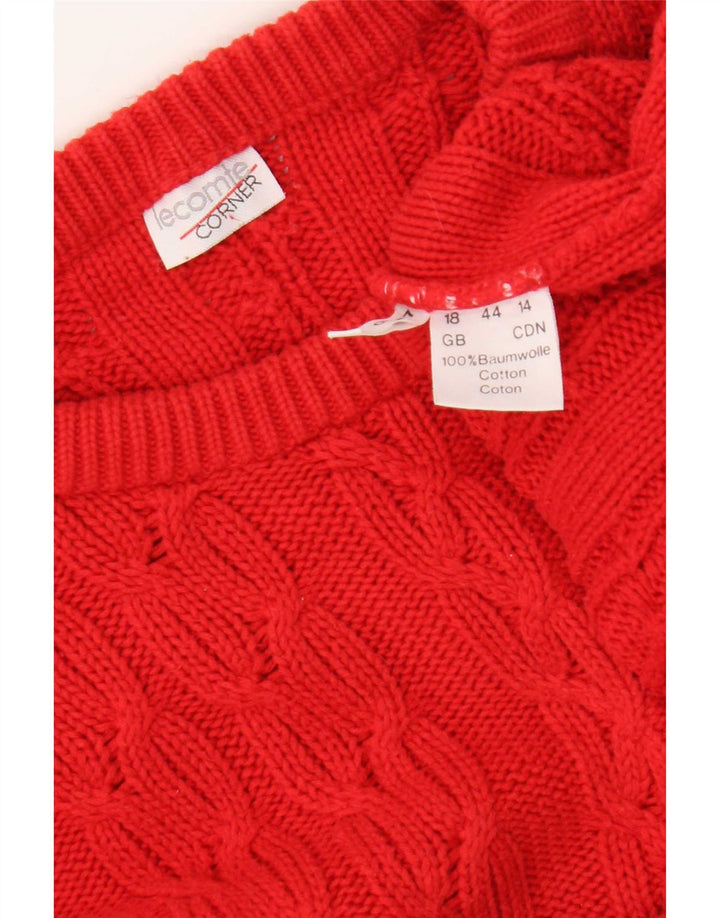 Lecomte Pulover supradimensionat pentru femei cu gâtul turnat, UK 18 XL, bumbac roșu