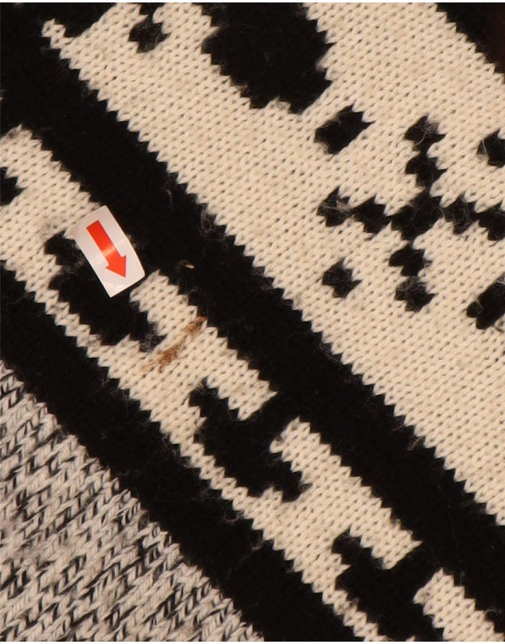 VINTAGE Pulover cu gât rulat pentru bărbați, 2XL, gri Fair Isle Acrilic