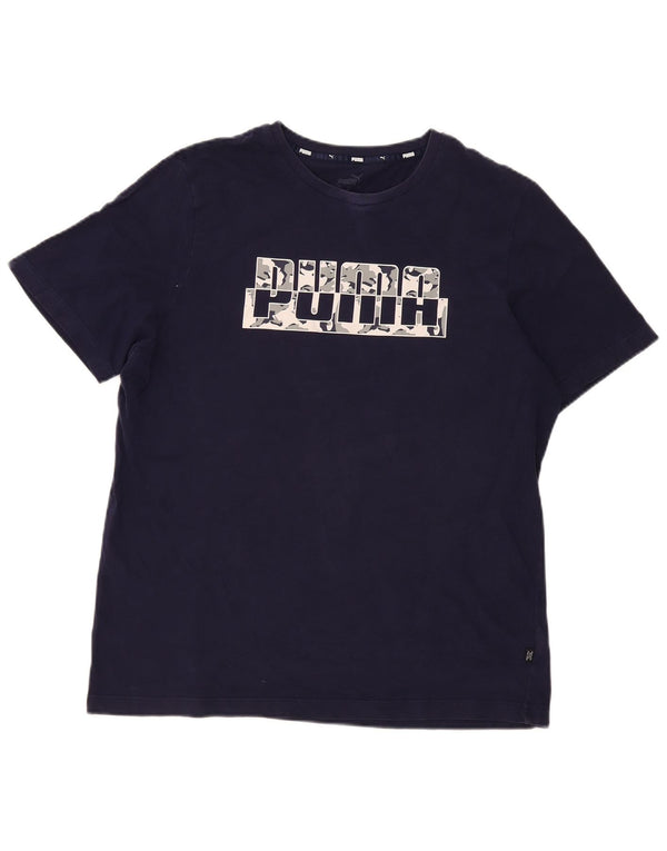Tricou grafic Puma pentru bărbați Top mare din bumbac bleumarin