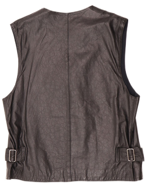 Gilet din piele vintage pentru bărbați UK 36 Small Black