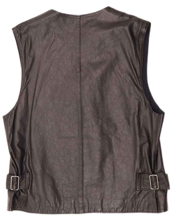 Gilet din piele vintage pentru bărbați UK 36 Small Black