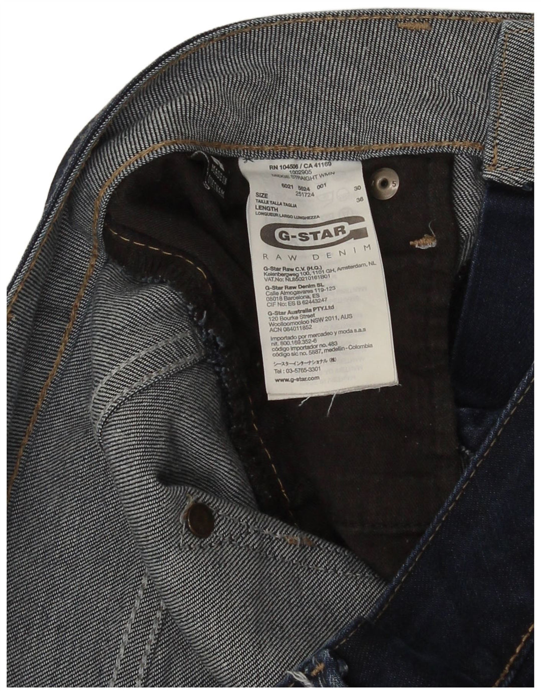 Blugi drepti pentru femei G-Star L30 L36 Bumbac bleumarin