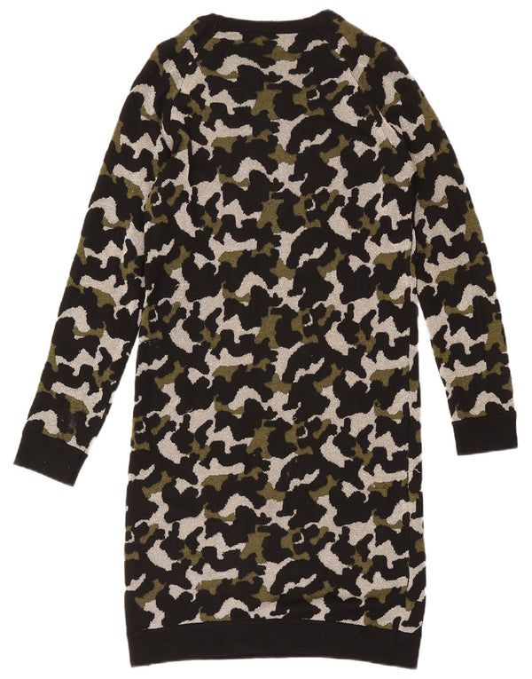 Rochie pulover cu mânecă lungă pentru femei Liu Jo UK 10 mic, negru, camuflaj, viscoză