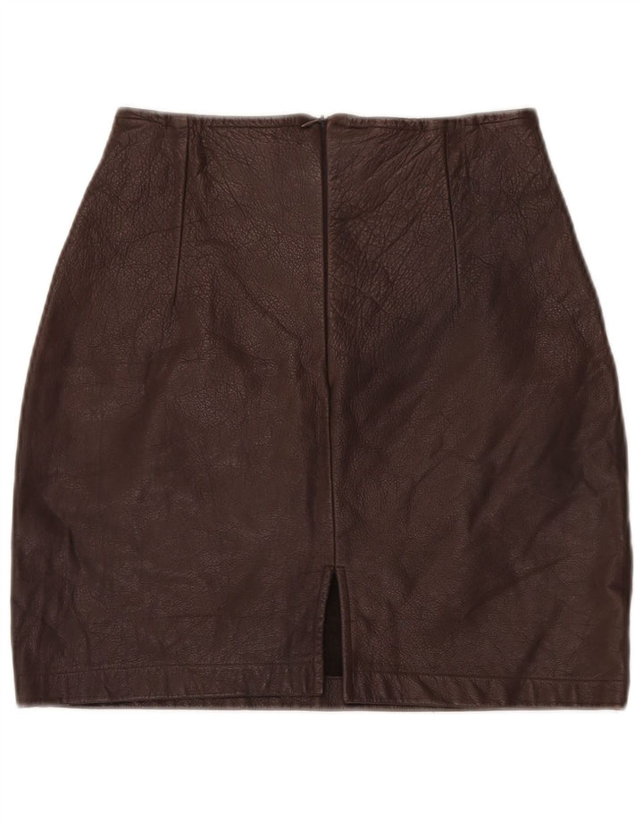 Mini fustă de piele pentru femei VINTAGE W26 maro mic