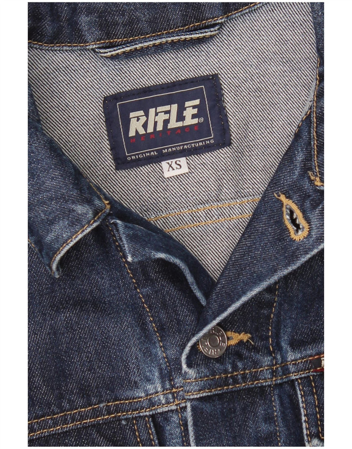 Jachetă de denim crop pentru femei Rifle UK 6 XS Bumbac albastru