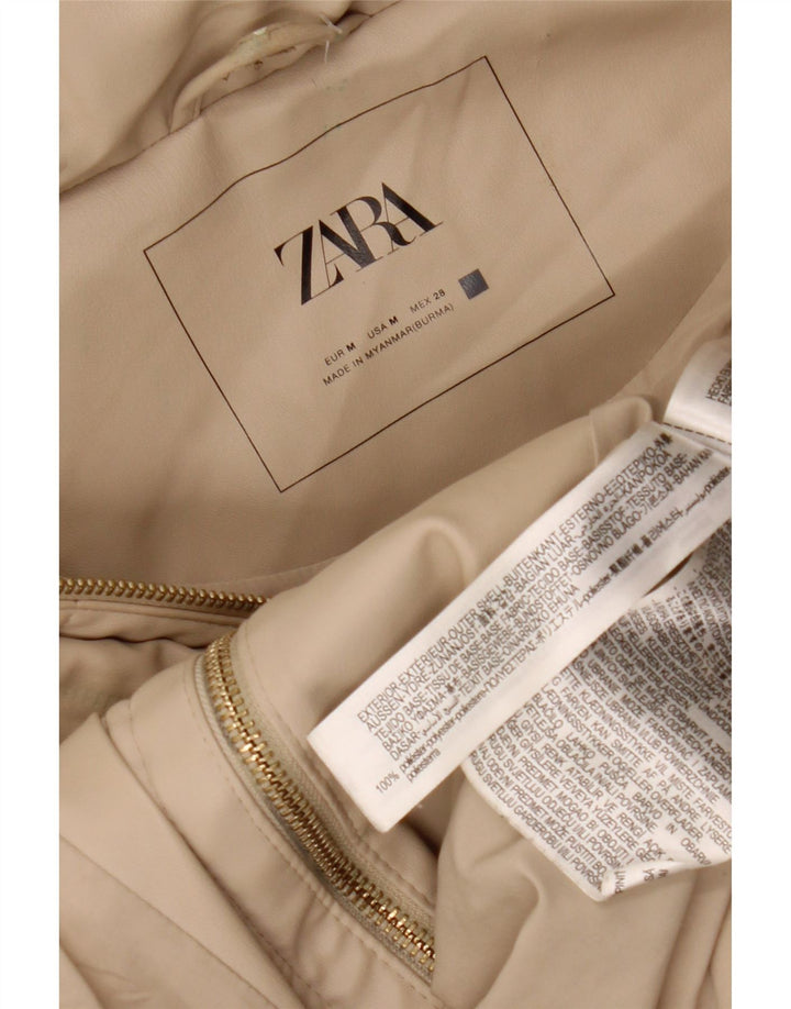 Palton căptușit fără mâneci pentru femei ZARA UK 14 Medium Bej Poliester