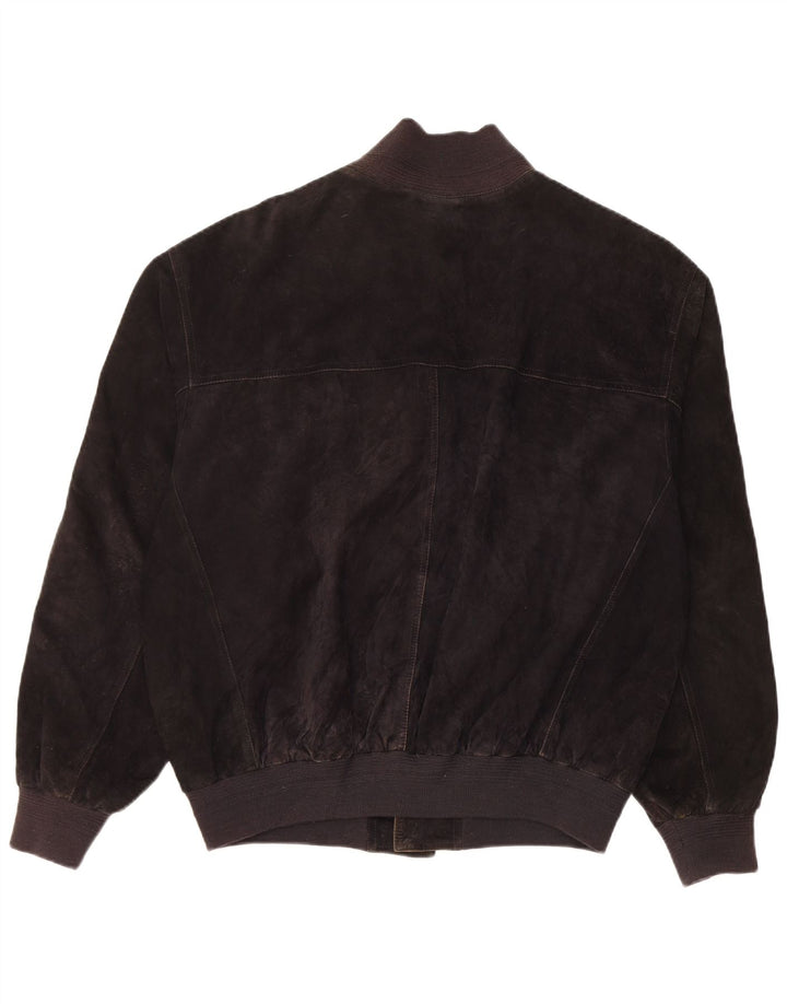 Bomber vintage pentru bărbați din piele intoarsa IT 48 Medium Black Leather