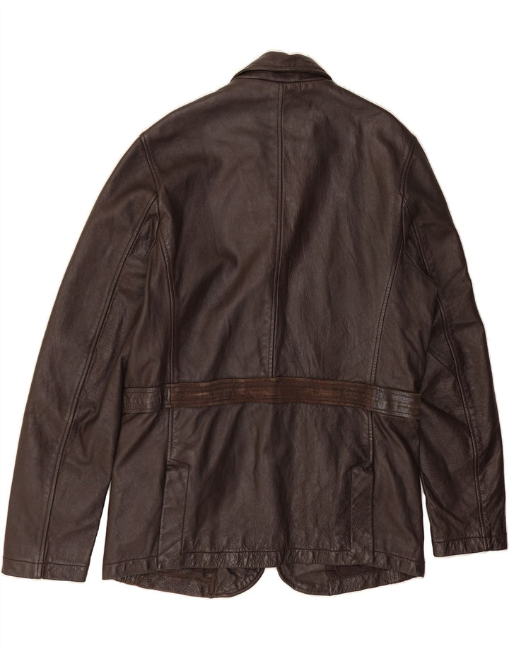 DESIGUAL Mens Leather Jacket IT 54 2XL Brown Leather Vintage Desigual and Second-Hand Desigual from Messina Hembry 