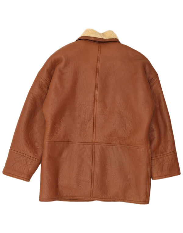 Jachetă vintage oversized din shearling pentru femei UK 18 XL maro shearling