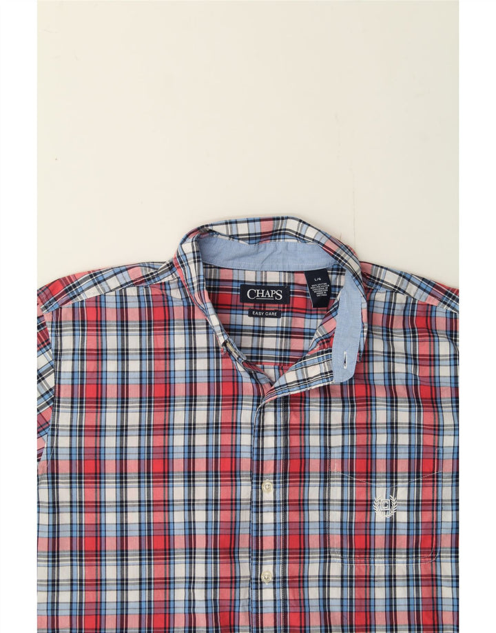 CHAPS Mens Easy Care Short Sleeve Shirt Large Multicoloured Check Cotton Vintage Chaps and Second-Hand Chaps from Messina Hembry 