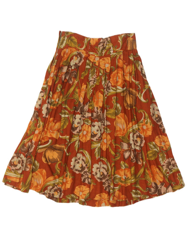 Fusta plisată Vintage pentru femei IT 44 Medium W28 Maro Floral