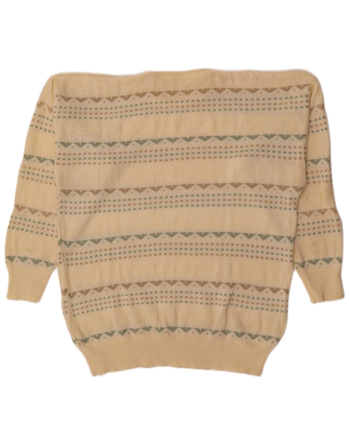 Pulover Vintage pentru bărbați cu decolteu triplu, mare, bej, geometric