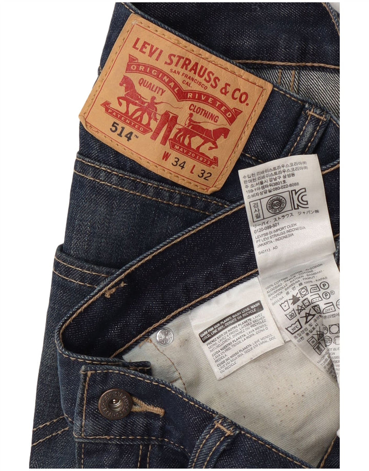 Blugi drepti pentru bărbați Levi's 514 W34 L32 Bumbac bleumarin