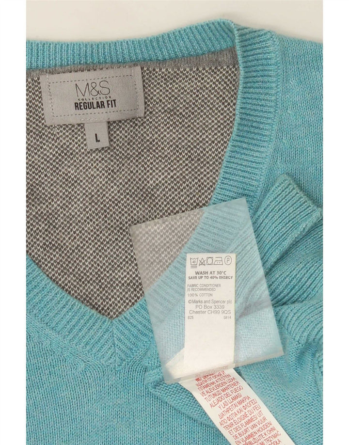 Pulover cu decolteu în V pentru bărbați Marks & Spencer, mare turcoaz