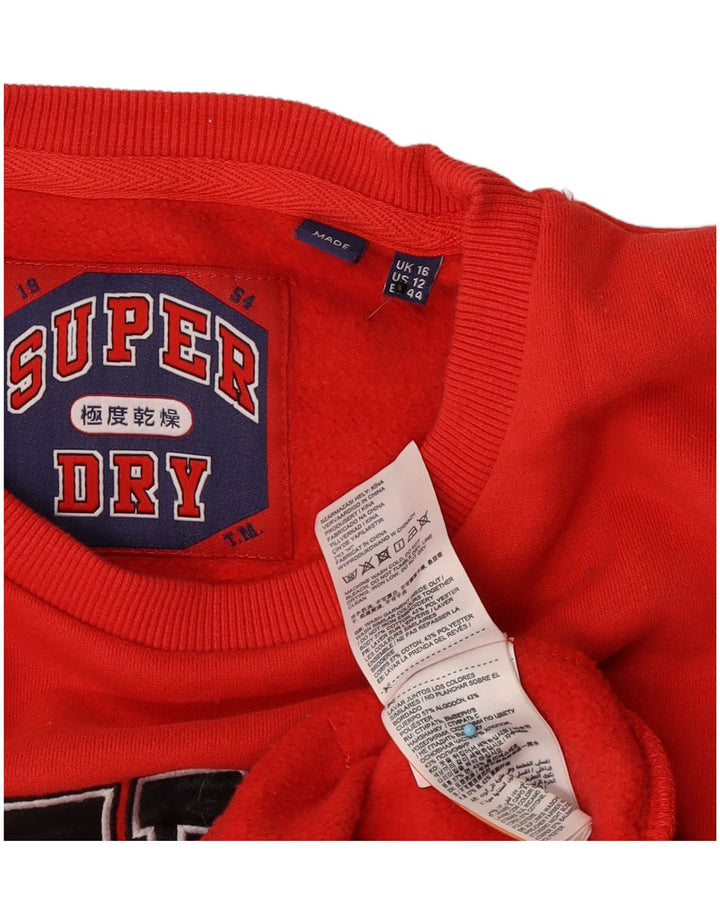 Pulover supradimensionat cu grafic Superdry pentru femei UK 16 Bumbac roșu mare