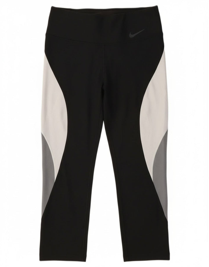 Leggings capri Nike Dri Fit pentru femei UK 10 Mic, negru, poliester color bloc