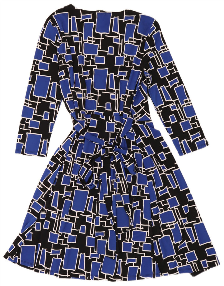 Rochie Wrap pentru femei Dkny, cu maneci 3/4, marime unica, poliester geometric albastru