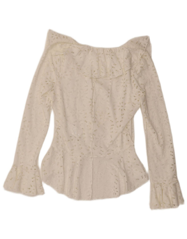 Bluză cămașă asimetrică pentru femei Desigual UK 12 Bumbac alb mediu