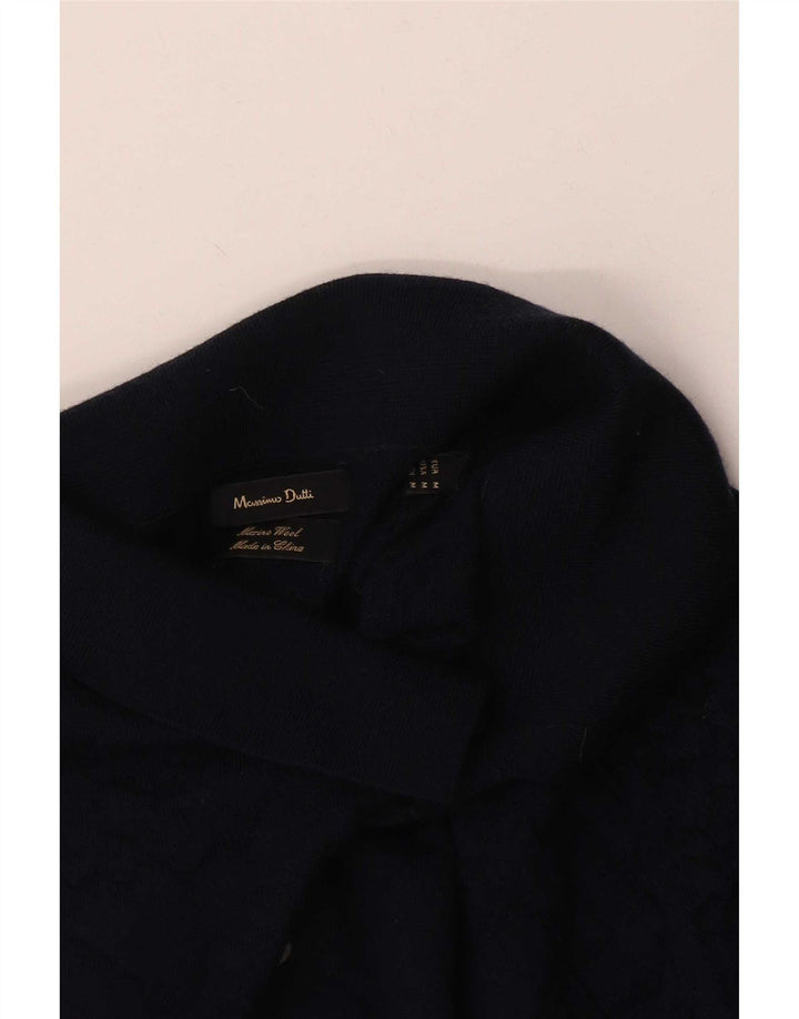 Pulover Massimo Dutti pentru bărbați, cu gât polo, lână medie, albastru bleumarin